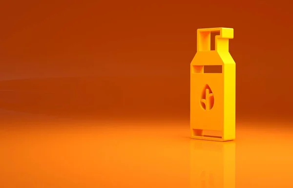 노란색 화장품 아이콘은 주황색 배경에 분리되어 미니멀리즘의 개념입니다 렌더링 — 스톡 사진