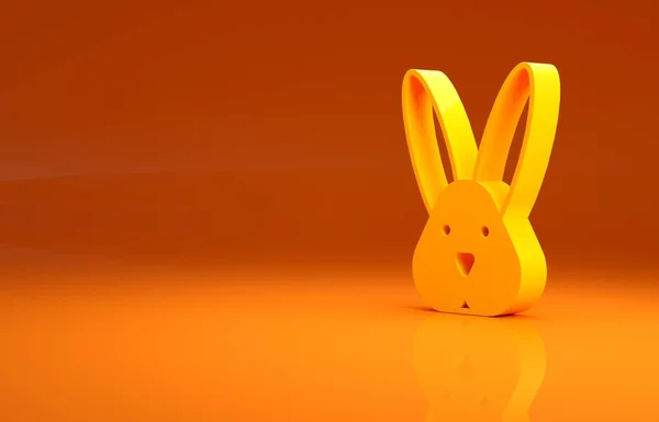 Yellow Animal cruelty free with rabbit icon isolated on orange background. Minimalism concept. 3d illustration 3D render .