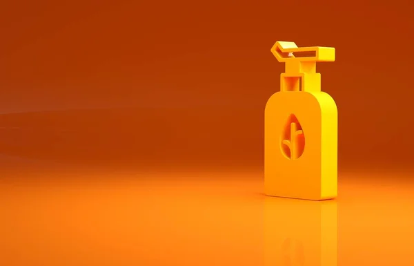 Žlutá Organická Kosmetická Ikona Izolovaná Oranžovém Pozadí Výrobky Pro Péči — Stock fotografie