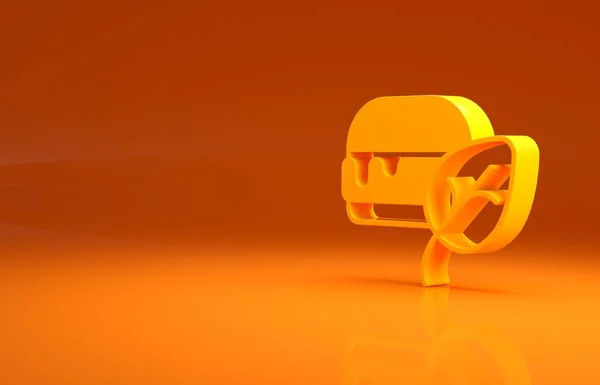 黄种人的饮食图标孤立在橙色背景 生态符号 无肉类 无乳糖 无暴力的食物 最低纲领的概念 3D渲染3D插图 — 图库照片