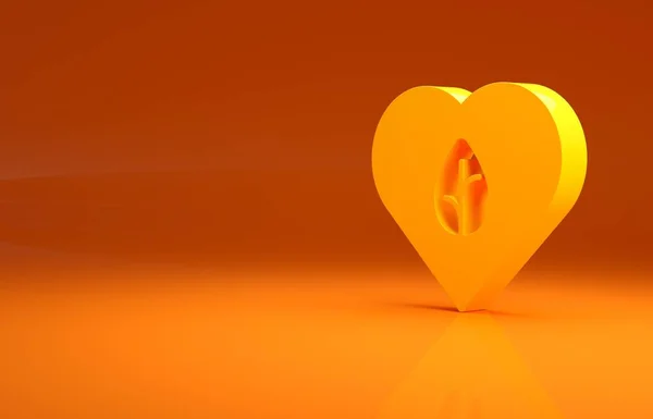 Желтый Значок Веганской Диеты Оранжевом Фоне Органический Биологический Эко Символ — стоковое фото