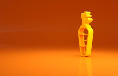 Sarı havuç ikonu turuncu arka planda izole edilmiş. Minimalizm kavramı. 3d illüstrasyon 3B canlandırma .