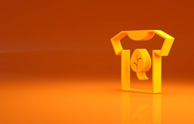 Sarı Vejetaryen gömlek ikonu turuncu arka planda izole edilmiş. Minimalizm kavramı. 3d illüstrasyon 3B canlandırma .