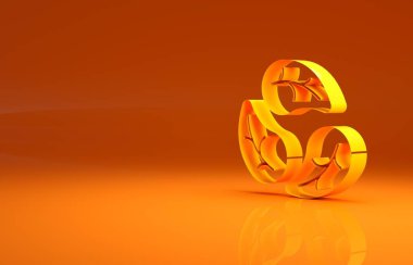 Sarı Yaprak simgesi turuncu arkaplanda izole edildi. İşaret bırakıyor. Taze doğal ürün sembolü. Minimalizm kavramı. 3d illüstrasyon 3B canlandırma .