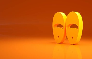 Sarı Terlik simgesi turuncu arkaplanda izole edildi. Parmak arası terlik işareti. Minimalizm kavramı. 3d illüstrasyon 3B canlandırma.