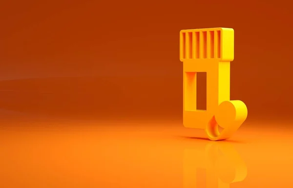 Flacone Giallo Medicina Pillole Icona Isolata Sfondo Arancione Segno Della — Foto Stock