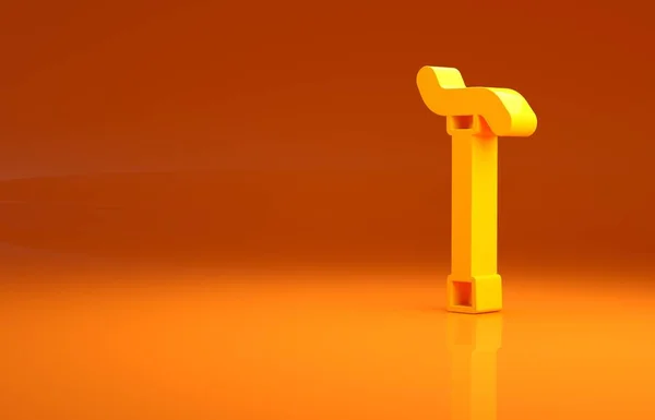 黄色オレンジの背景に隔離された杖のアイコンを歩く 最小限の概念 3Dイラスト3Dレンダリング — ストック写真