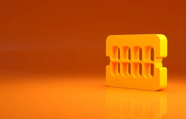 Желтая Иконка Ложной Челюсти Выделена Оранжевом Фоне Зубная Челюсть Зубные — стоковое фото