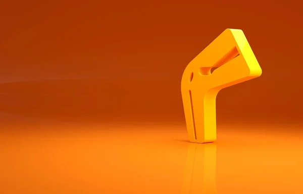 Geel Botpijn Pictogram Geïsoleerd Oranje Achtergrond Orthopedische Geneeskunde Ziekte Van — Stockfoto