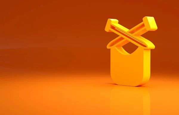 Ícone Tricô Amarelo Isolado Fundo Laranja Emblema Com Tecido Malha — Fotografia de Stock