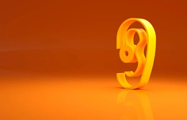 Желтый Значок Слухового Аппарата Выделен Оранжевом Фоне Слух Ухо Концепция — стоковое фото