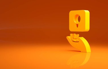 Turuncu arka planda izole edilmiş fikir ikonu kavramına sahip sarı ampul. Enerji ve fikir sembolü. İlham konsepti. Minimalizm kavramı. 3d illüstrasyon 3B canlandırma.