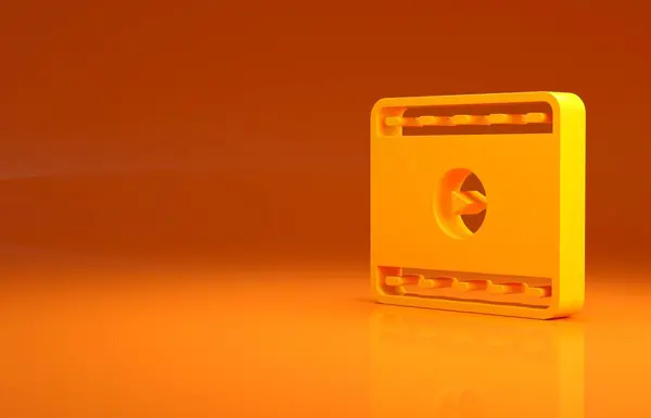 Sarı Oyun Video Simgesi Turuncu Arkaplanda Izole Edildi Film Şeridi — Stok fotoğraf