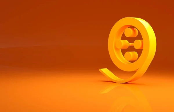 Ikon Reel Film Kuning Diisolasi Dengan Latar Belakang Oranye Konsep — Stok Foto