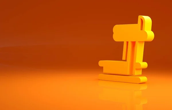 Ícone Máquina Esteira Amarela Isolado Fundo Laranja Conceito Minimalismo Ilustração — Fotografia de Stock