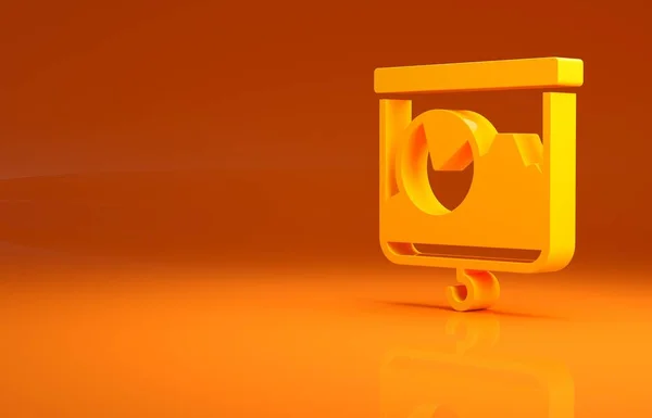 黄色オレンジの背景に分離グラフ スケジュール チャート インフォグラフィック 円グラフアイコンを持つプレゼンテーションボード 最小限の概念 3Dイラスト3Dレンダリング — ストック写真