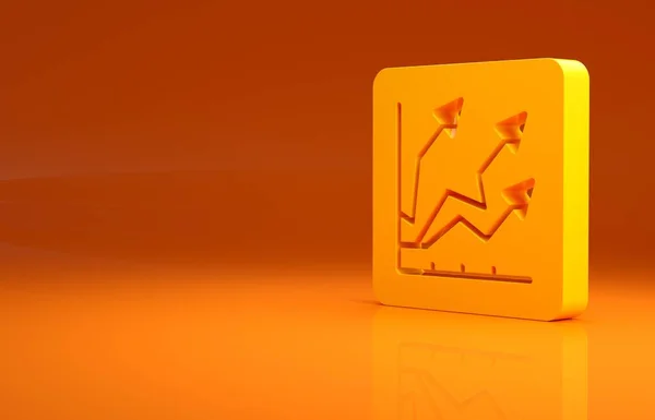Gelbe Wachstumssymbole Auf Orangefarbenem Hintergrund Steigerung Der Einnahmen Minimalismus Konzept — Stockfoto