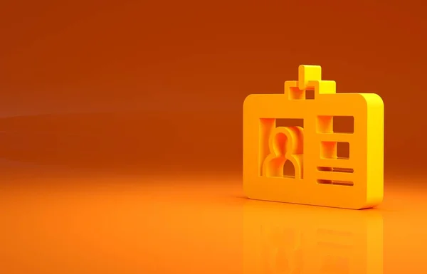黄色身份徽章图标孤立在橙色背景 它可以用于演示 公司的身份 最低纲领的概念 3D渲染3D插图 — 图库照片