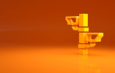 Sarı güvenlik kamerası ikonu turuncu arka planda izole edildi. Minimalizm kavramı. 3d illüstrasyon 3B canlandırma.