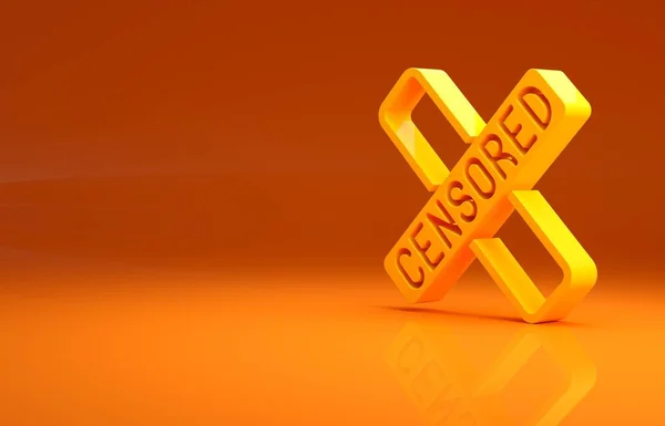Иконка Желтой Цензуры Изолирована Оранжевом Фоне Концепция Минимализма Рендеринг — стоковое фото