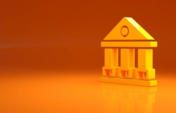 Icona Dell Edificio Del Tribunale Giallo Isolata Sfondo Arancione Edificio — Foto Stock