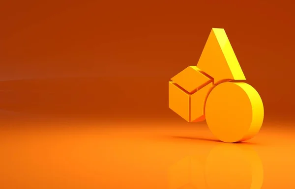 Amarelo Básico Formas Geométricas Ícone Isolado Fundo Laranja Conceito Minimalismo — Fotografia de Stock