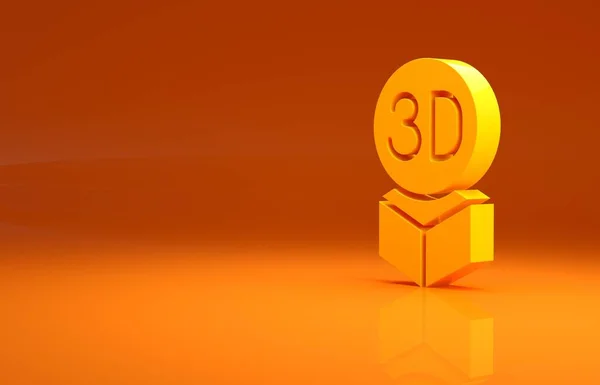 オレンジ色の背景に孤立した黄色のアイソメトリックキューブアイコン 幾何学的立方体固体アイコン 3次元のサインだ 箱のシンボル 最小限の概念 3Dイラスト3Dレンダリング — ストック写真