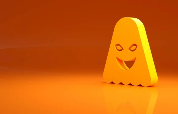 Icono Del Fantasma Amarillo Aislado Sobre Fondo Naranja Concepto Minimalista —  Fotos de Stock