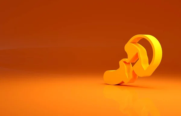オレンジ色の背景に孤立した黄色のシロシビンキノコのアイコン 幻覚だ 最小限の概念 3Dイラスト3Dレンダリング — ストック写真