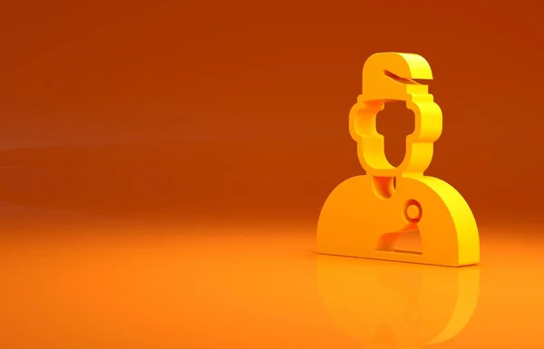 Κίτρινος Μάγος Εικονίδιο Μάγου Απομονώνονται Πορτοκαλί Φόντο Μινιμαλιστική Έννοια Απεικόνιση — Φωτογραφία Αρχείου