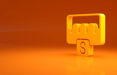 Sarı Müzik Dalga Dengeleyici simgesi turuncu arkaplanda izole edildi. Ses dalgası. Ses dijital dengeleyici teknolojisi, konsol paneli, nabız müzikali. Minimalizm kavramı. 3d illüstrasyon 3B canlandırma.