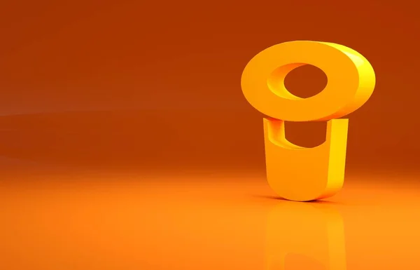 Gelber Zauberhut Auf Orangefarbenem Hintergrund Zaubertrick Mysteriöses Unterhaltungskonzept Minimalismus Konzept — Stockfoto