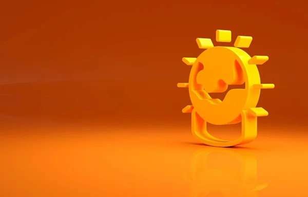 黄色的魔球图标孤立在橙色的背景上 水晶球最低纲领的概念 3D渲染3D插图 — 图库照片