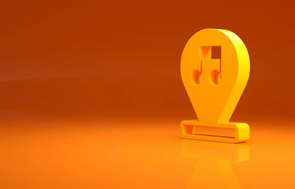 Κίτρινη Μουσική Νότα Εικονίδιο Τόνου Απομονωμένο Πορτοκαλί Φόντο Μινιμαλιστική Έννοια — Φωτογραφία Αρχείου
