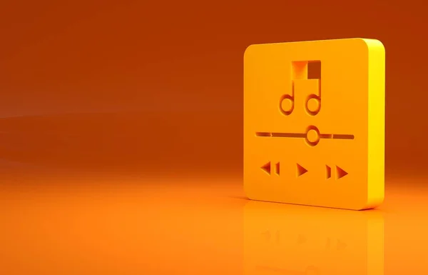 Icône Lecteur Musique Jaune Isolée Sur Fond Orange Dispositif Musique — Photo