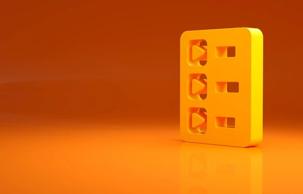 オレンジの背景に隔離された黄色の音楽プレイリストアイコン 最小限の概念 3Dイラスト3Dレンダリング — ストック写真