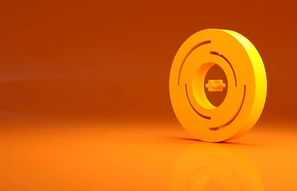 オレンジの背景に分離された黄色のビニールディスクアイコン 最小限の概念 3Dイラスト3Dレンダリング — ストック写真