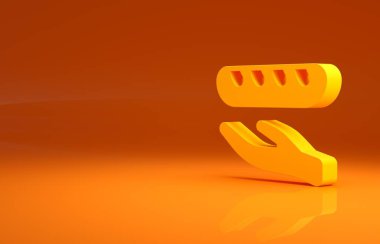 Sarı Bağış yiyecek ikonu turuncu arka planda izole edilmiş. Minimalizm kavramı. 3d illüstrasyon 3B canlandırma.