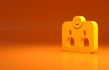 Sarı Arkadaşlar, turuncu arka planda sonsuza dek izole edilmiş bir ikon. Sonsuz dostluk kavramı. Minimalizm kavramı. 3d illüstrasyon 3B canlandırma.