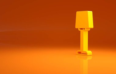 Sarı masa lambası ikonu turuncu arkaplanda izole edildi. Minimalizm kavramı. 3d illüstrasyon 3B canlandırma.