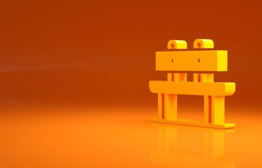 Sarı Benç simgesi turuncu arkaplanda izole edilmiş. Minimalizm kavramı. 3d illüstrasyon 3B canlandırma.