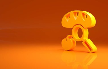 Turuncu arka planda izole edilmiş yiyecek ikonu aranıyor. Evsizlik ve yoksulluk kavramı. Minimalizm kavramı. 3d illüstrasyon 3B canlandırma.