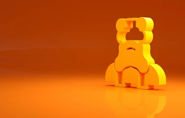 オレンジ色の背景に黄色のプリーストアイコン 最小限の概念 3Dイラスト3Dレンダリング — ストック写真