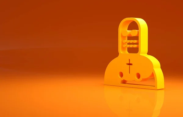 Żółty Rycerz Krzyżowiec Ikona Odizolowany Pomarańczowym Tle Koncepcja Minimalizmu Ilustracja — Zdjęcie stockowe