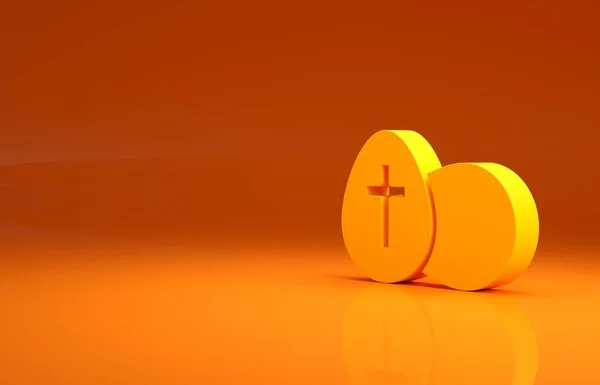 Yellow Easter Egg Icon Isolated Orange Background Happy Easter Minimalism — Stock Photo, Image