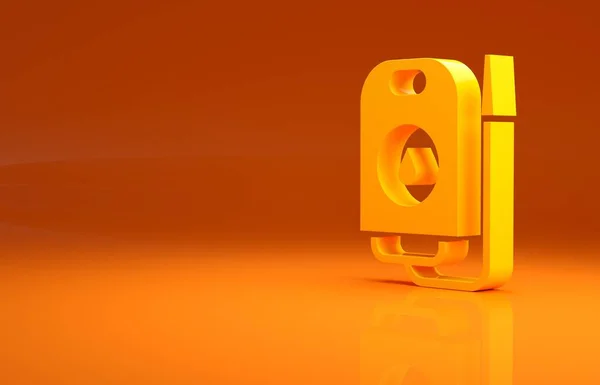 オレンジ色の背景に単離された黄色の献血アイコン 最小限の概念 3Dイラスト3Dレンダリング — ストック写真