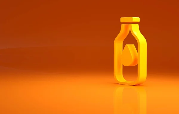 Gelbe Flasche Wasser Auf Orangefarbenem Hintergrund Soda Aqua Drink Zeichen — Stockfoto
