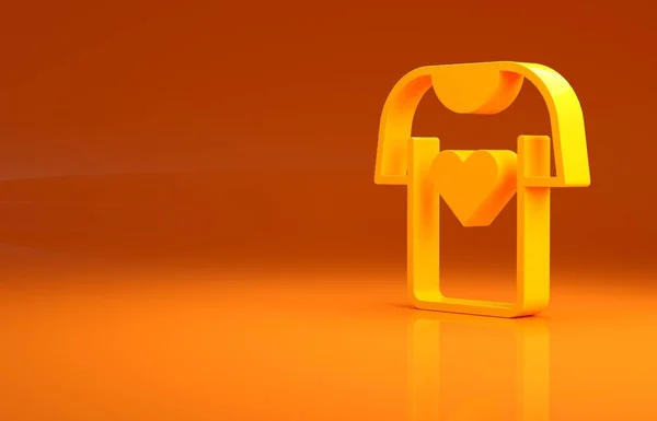 黄色の服の寄付アイコンは オレンジの背景に隔離された 最小限の概念 3Dイラスト3Dレンダリング — ストック写真