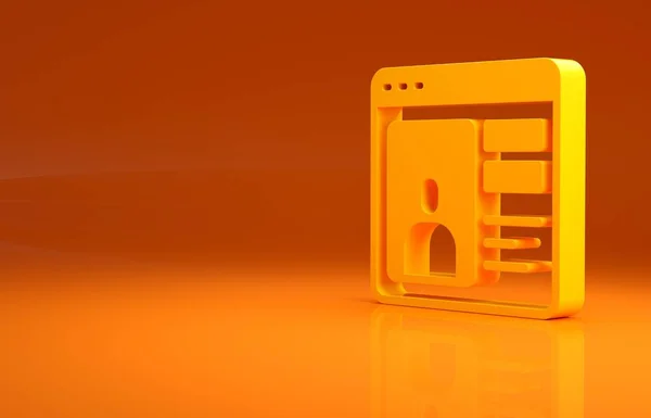 Yellow Dating App Online Laptop Concept Icon Isolated Orange Background — Stock Photo, Image