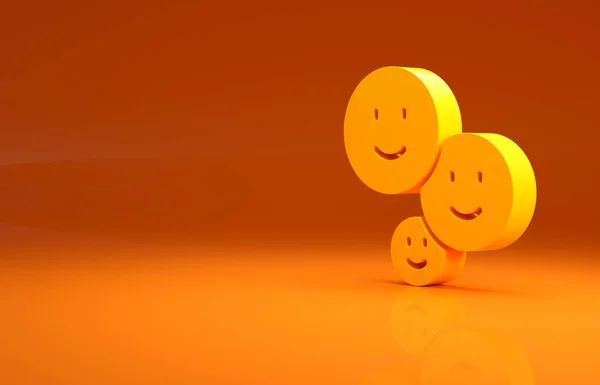 Yellow Happy friendship day icon isolated on orange background. Everlasting friendship concept. Minimalism concept. 3d illustration 3D render.